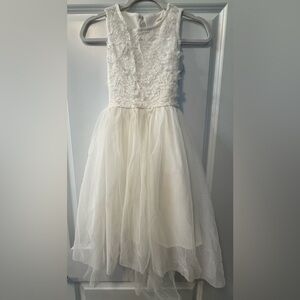 Kids Ivory Floral Lace Flower Girl Dress